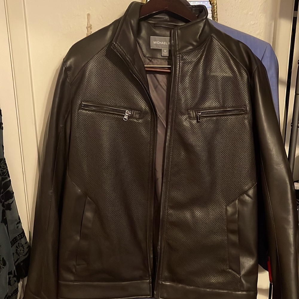 Brand New Mens: Medium Michael Kors Like Leather Flight Jacket